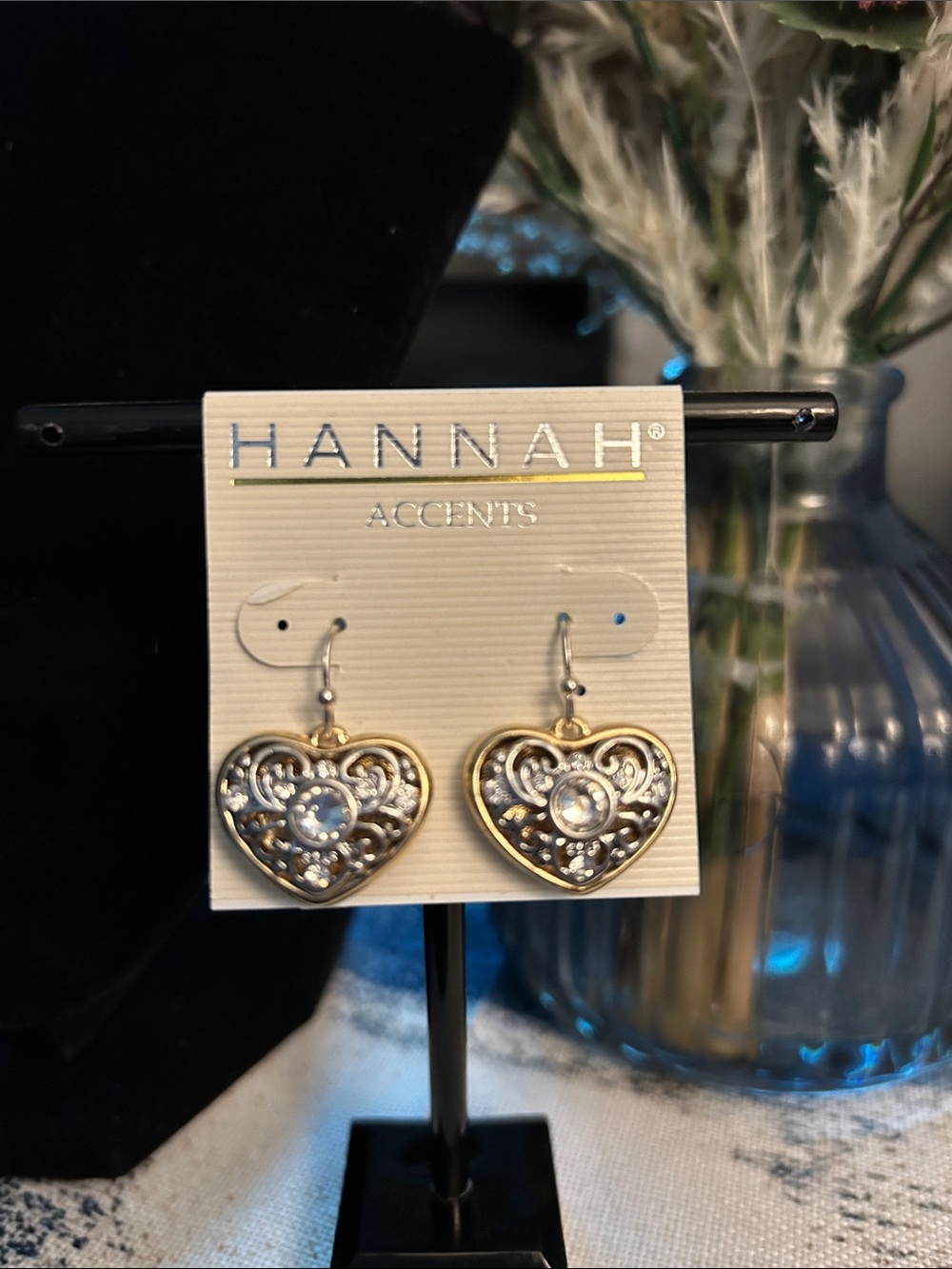Gold and Silver Heart Drop Earrings